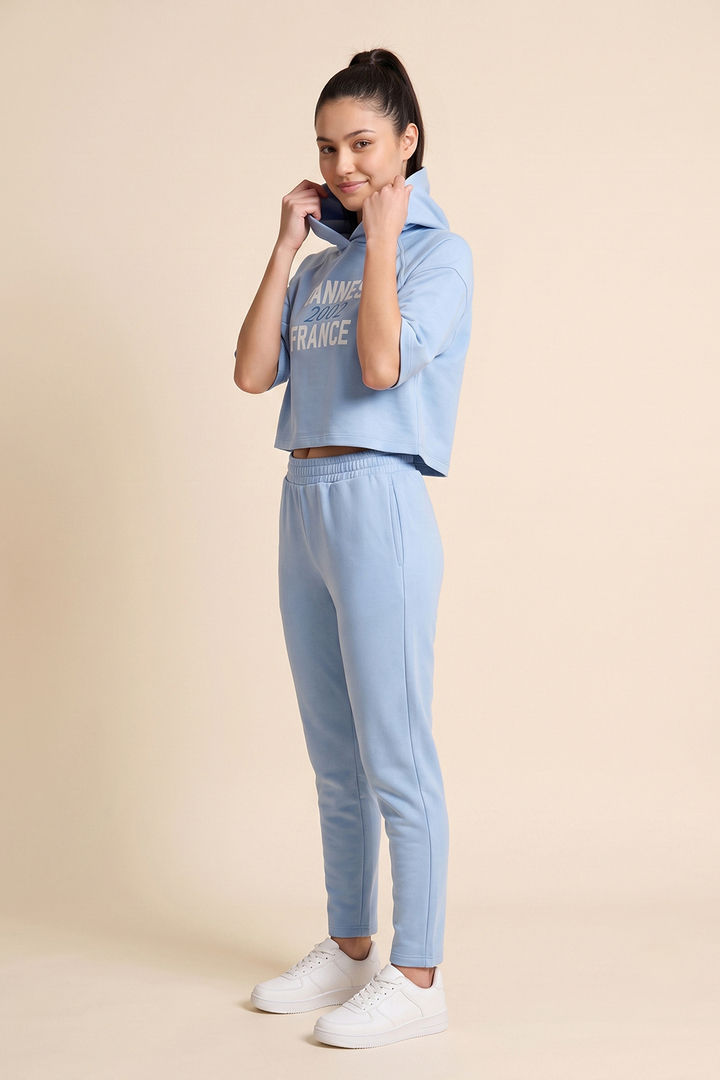 Zivame Athleisure Hooded Sweatshirt - Blue Bell — image 5